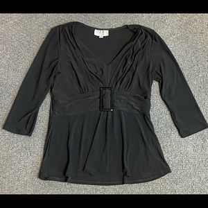 Julian Taylor Black Belt Top Blouse Shirt Size 12